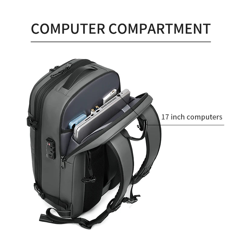 Interior mochila compresible compartimento laptop 17 pulgadas