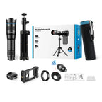 Kit completo Lente Teleobjetivo APEXEL 36X con trípode y control remoto