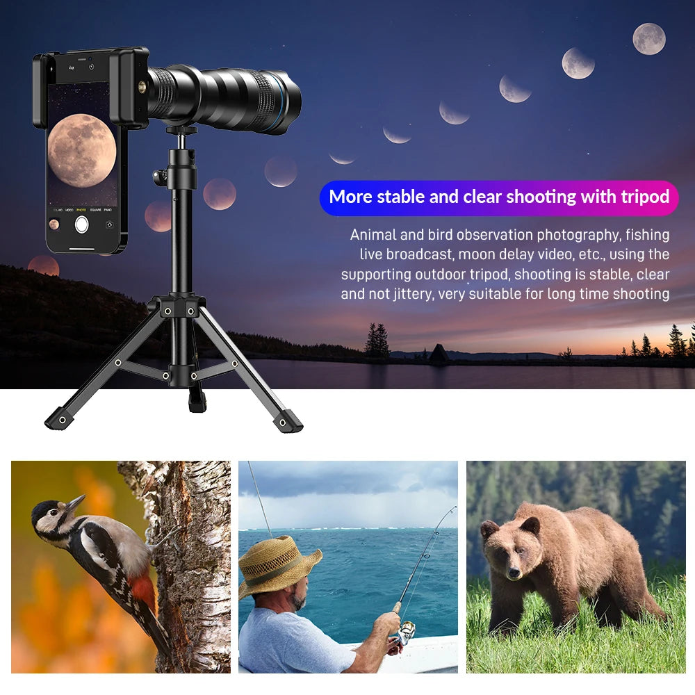 Lente teleobjetivo APEXEL 36X para fotografía nocturna y observación de fauna