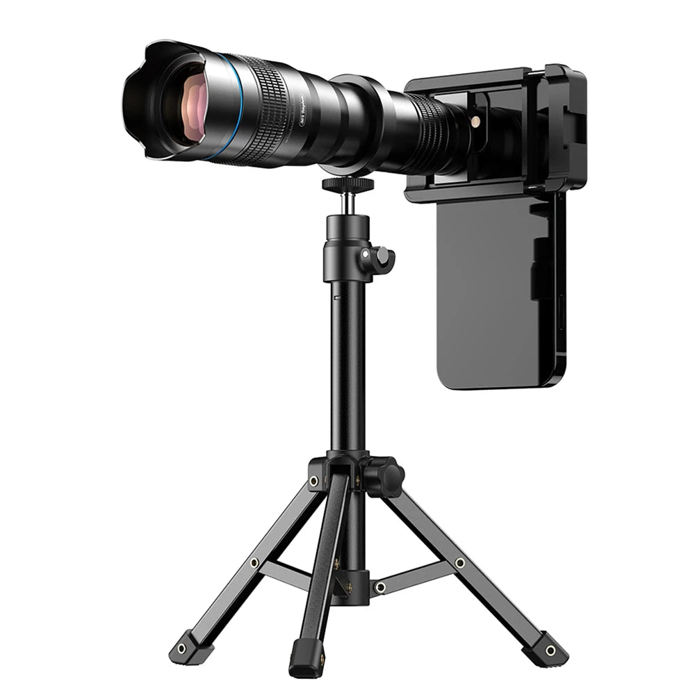 Lente teleobjetivo APEXEL 36X para smartphone con trípode – zoom óptico portátil para fotos y videos