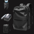 Mochila de Viaje Compresible al Vacío azul con bomba vista frontal