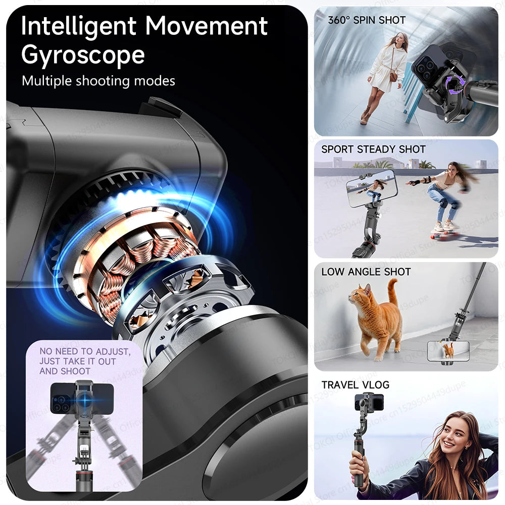 Gimbal TOKQI C22 AI Tracking 360° | Kit Completo con Luz y Micrófono