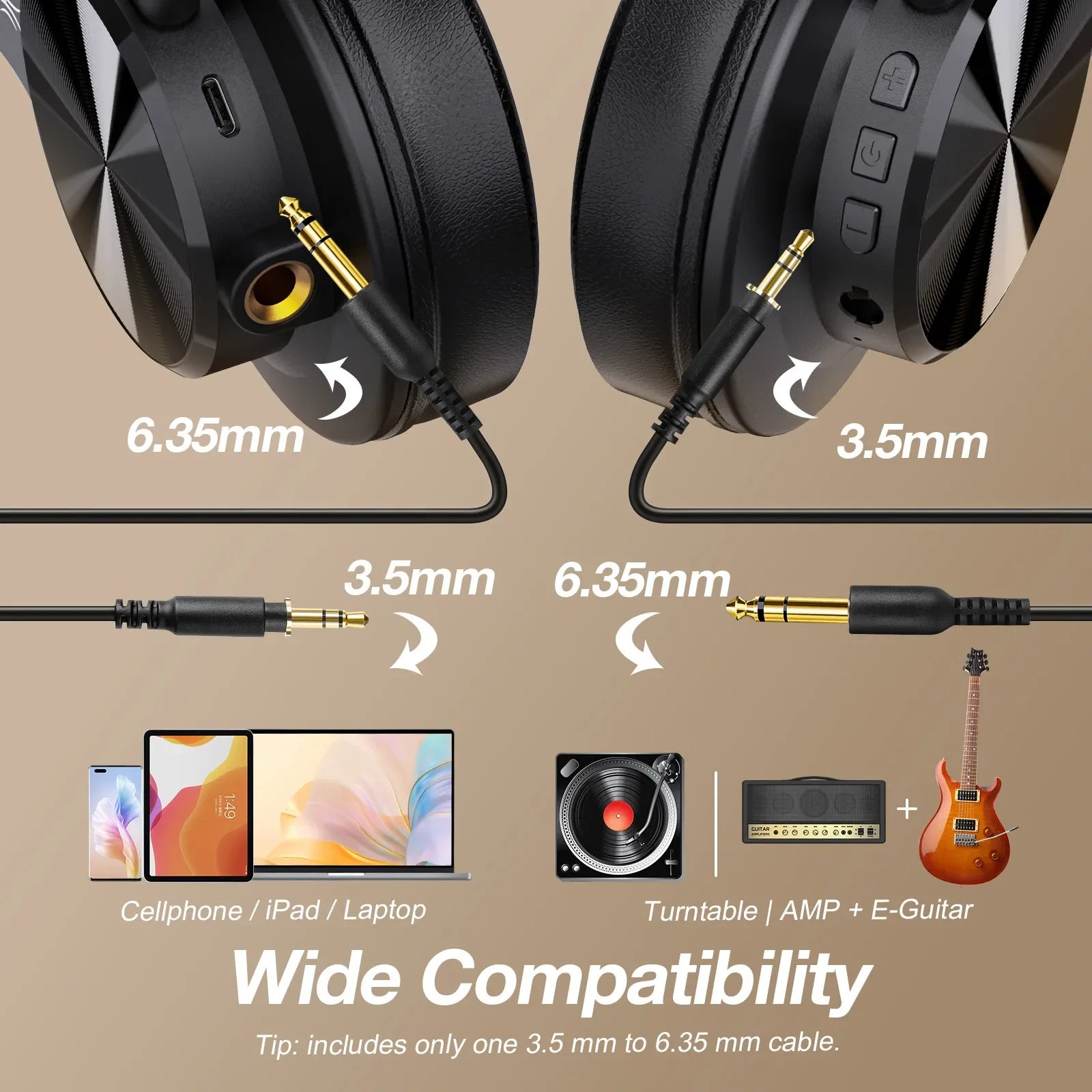 Auriculares Bluetooth OneOdio Fusion A70 | Hi-Res Audio | 72hs | DJ + Wireless