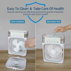 Mini Enfriador de Aire 3 en 1 | Ventilador + Humidificador + Luz LED 7 Colores | 600ml