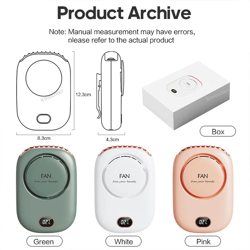 Ventilador de Cuello Portátil sin Aspas | 1800mAh | 3 Velocidades | Pantalla LED