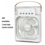 Mini Enfriador de Aire 3 en 1 | Ventilador + Humidificador + Luz LED 7 Colores | 600ml