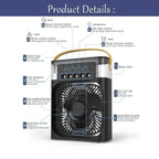 Mini Enfriador de Aire 3 en 1 | Ventilador + Humidificador + Luz LED 7 Colores | 600ml