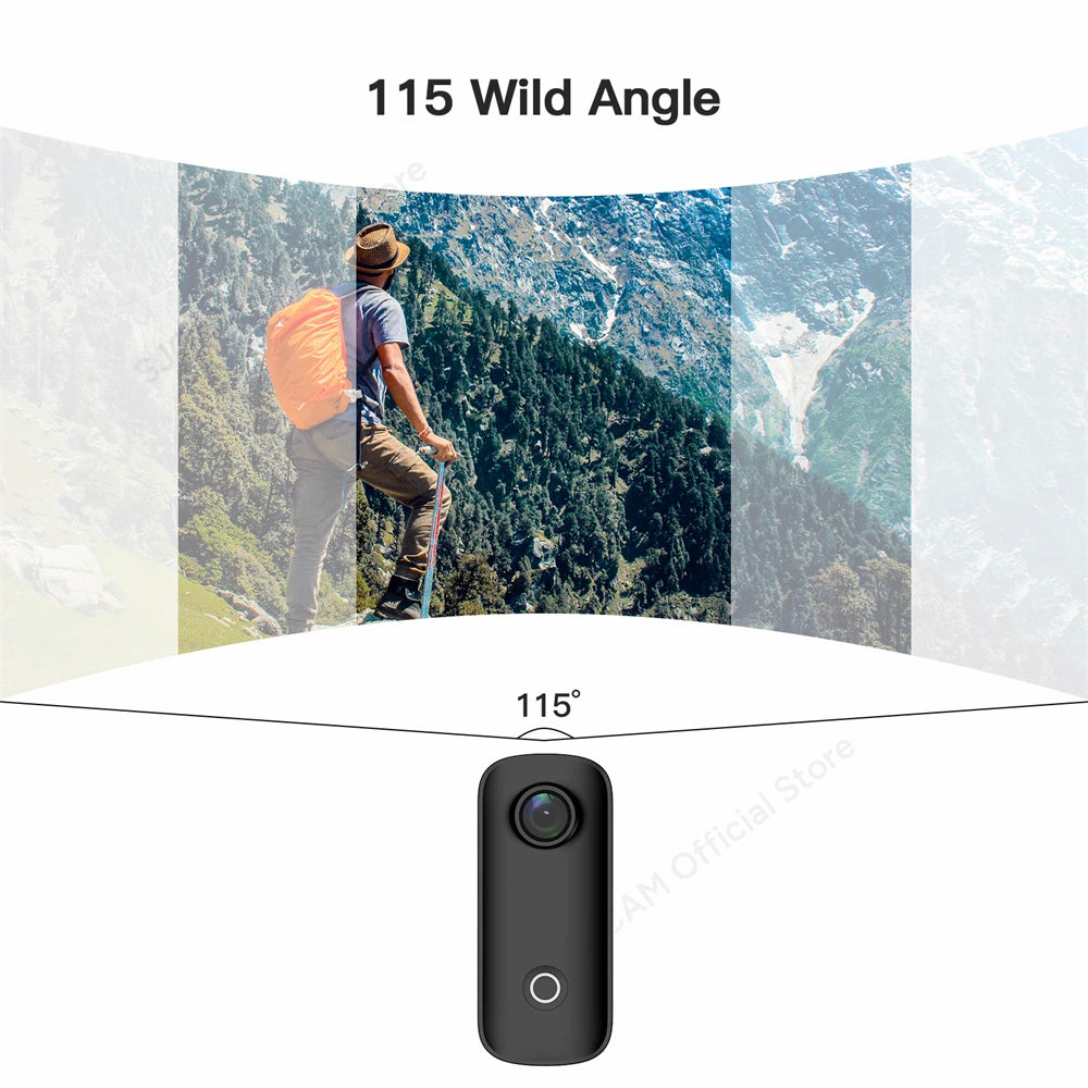 SJCAM C100 Plus ángulo 115 grados wide angle corrección distorsión