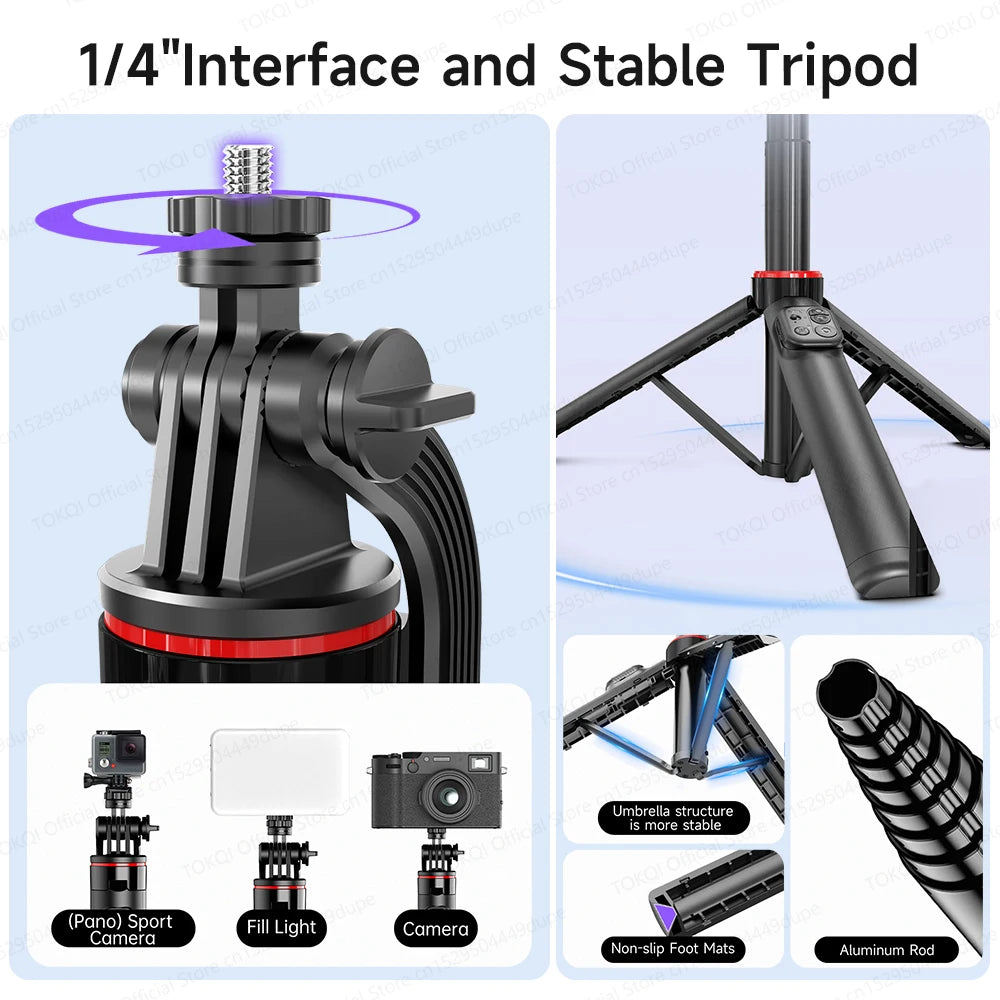 Gimbal TOKQI C22 AI Tracking 360° | Kit Completo con Luz y Micrófono