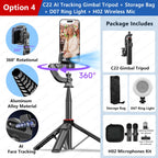 Gimbal TOKQI C22 AI Tracking 360° | Kit Completo con Luz y Micrófono