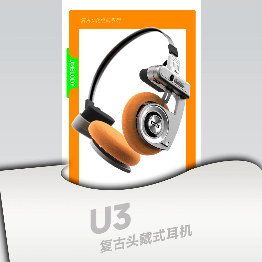 Auriculares UMELODY U3 retro vista lateral metal plegable