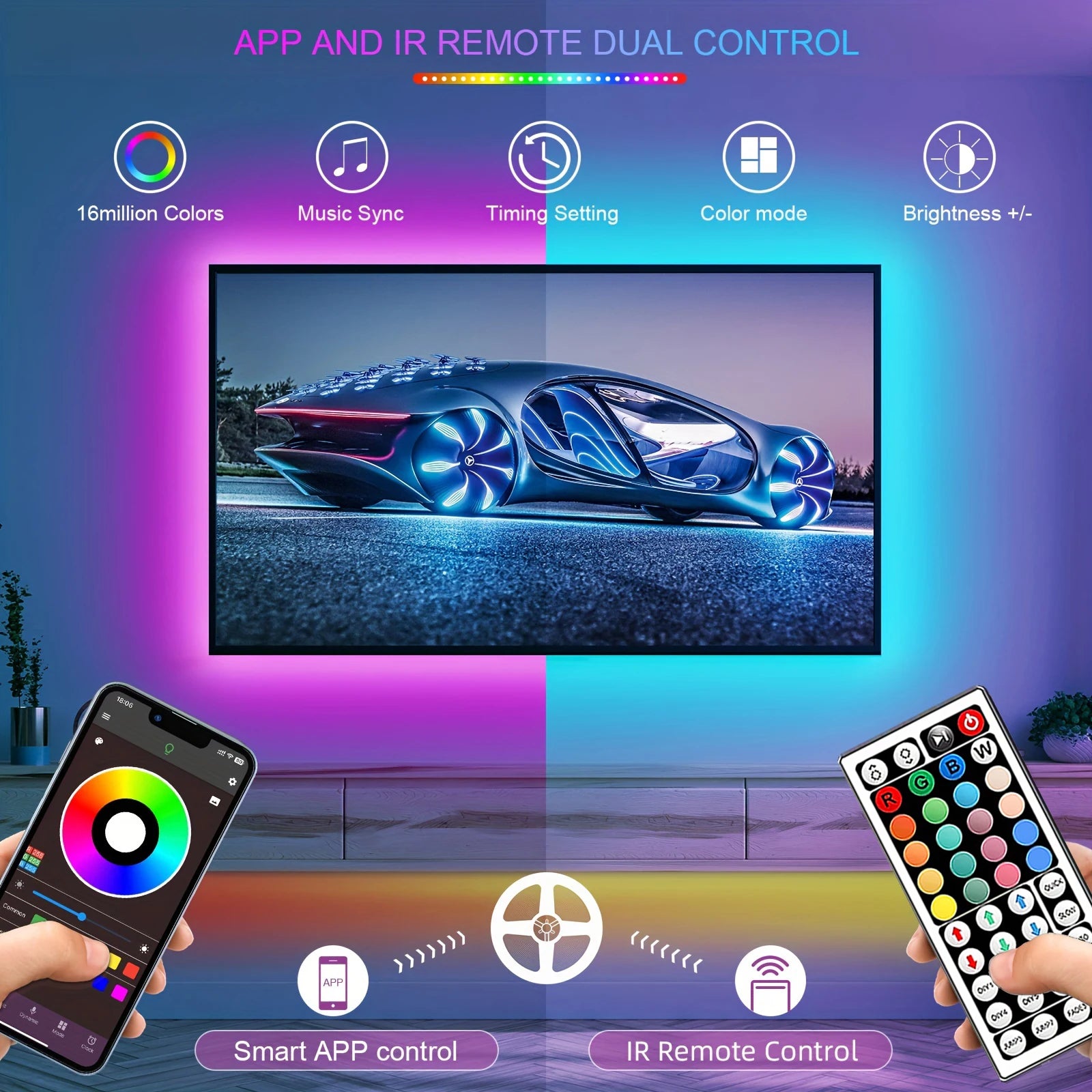 App y control remoto dual tiras LED RGB USB